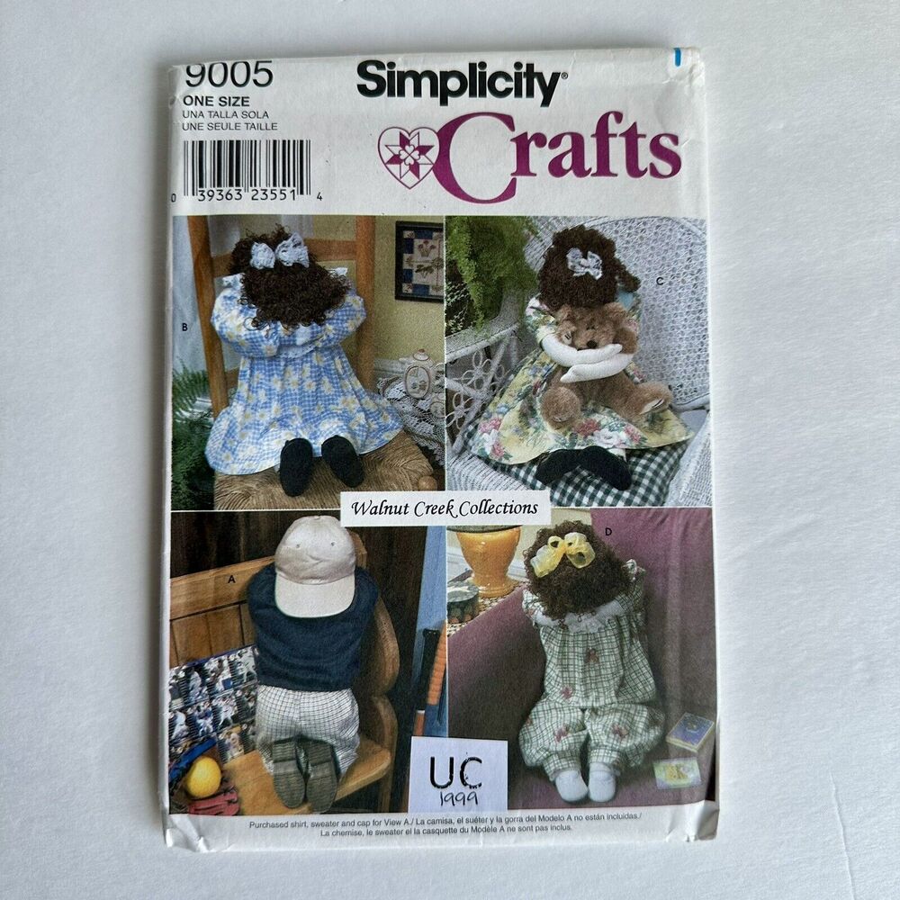 Kneeling Doll & Clothes Simplicity 9005 Sewing Pattern Crafts Home Decor 90s